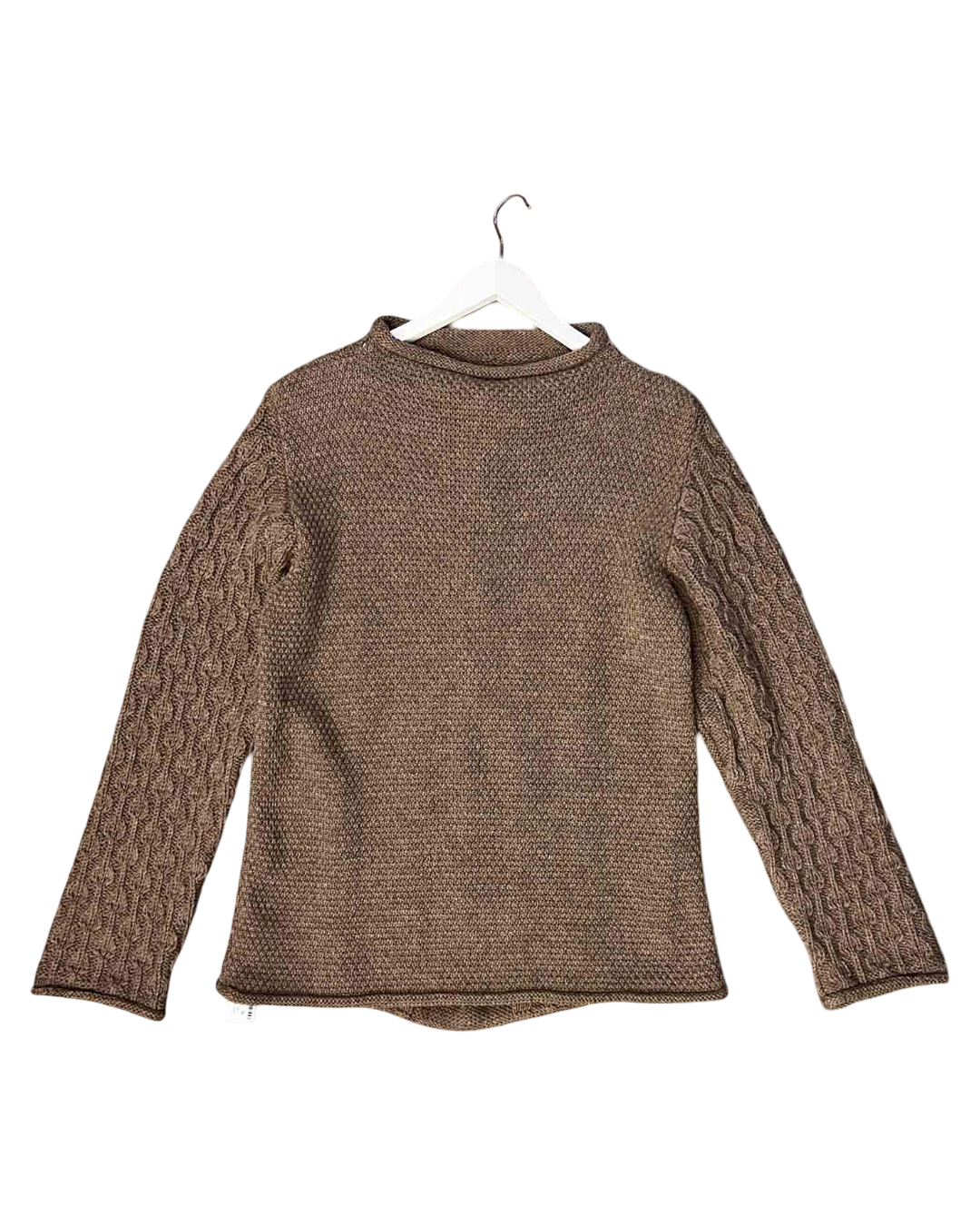 Size M | Celtic & Co. Brown Merino Wool Cable Knit Jumper NWT
