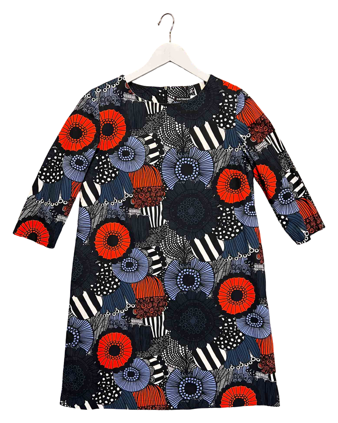 Size S | Marimekko Black and Blue Sinipunainen Unelma Smock Dress