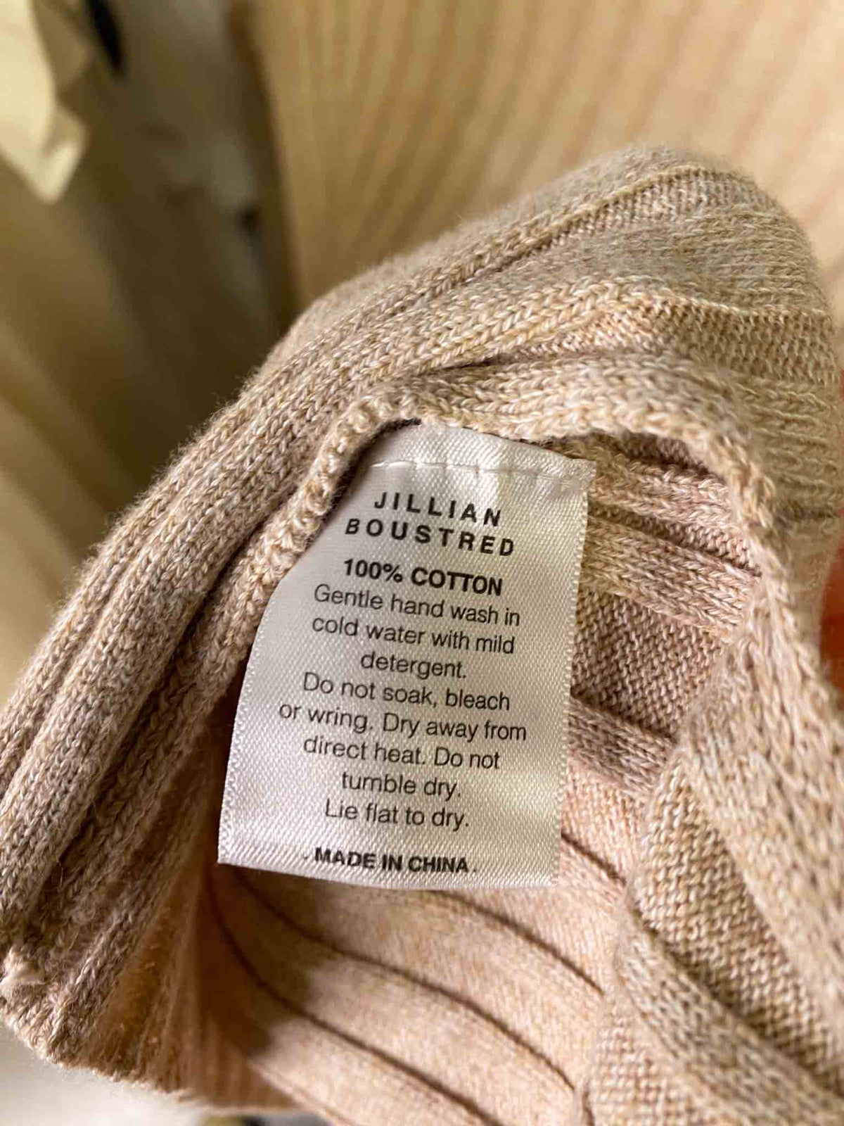 Size S | Jillian Boustred Beige Ribbed Knit Oscar Skivvy Top