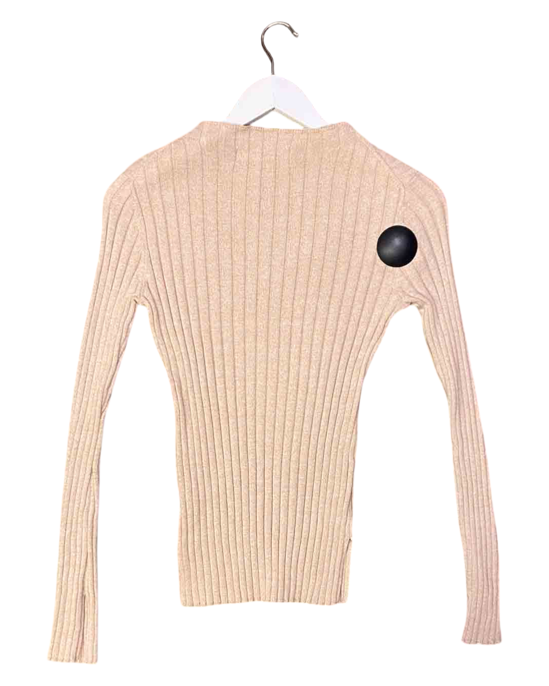 Size S | Jillian Boustred Beige Ribbed Knit Oscar Skivvy Top