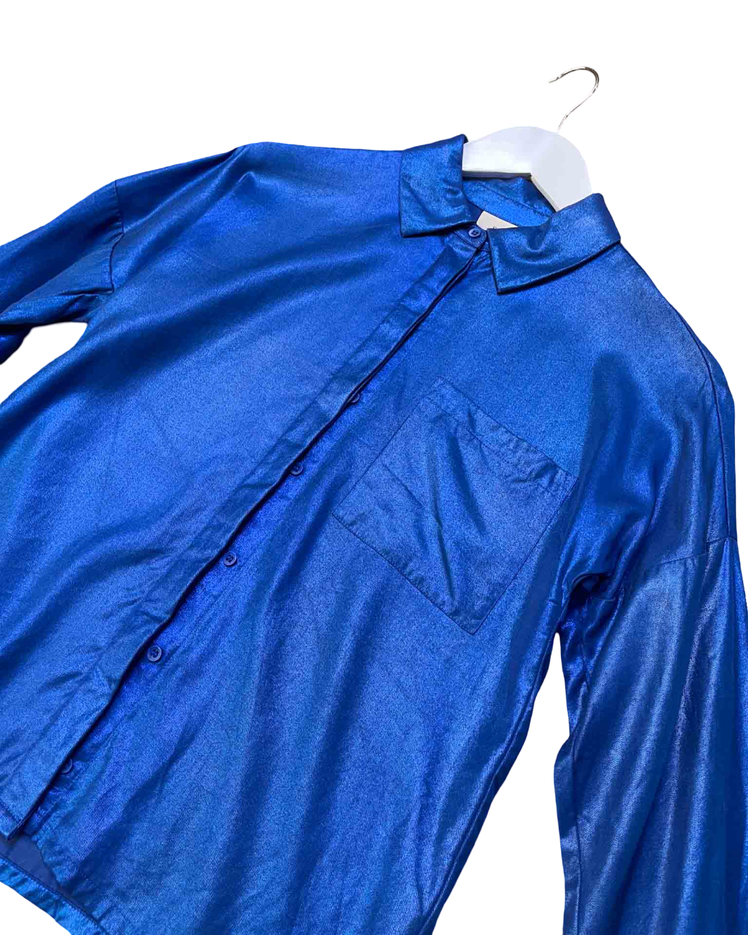 Size XS | Elk Metallic Blue Button Up Shirt