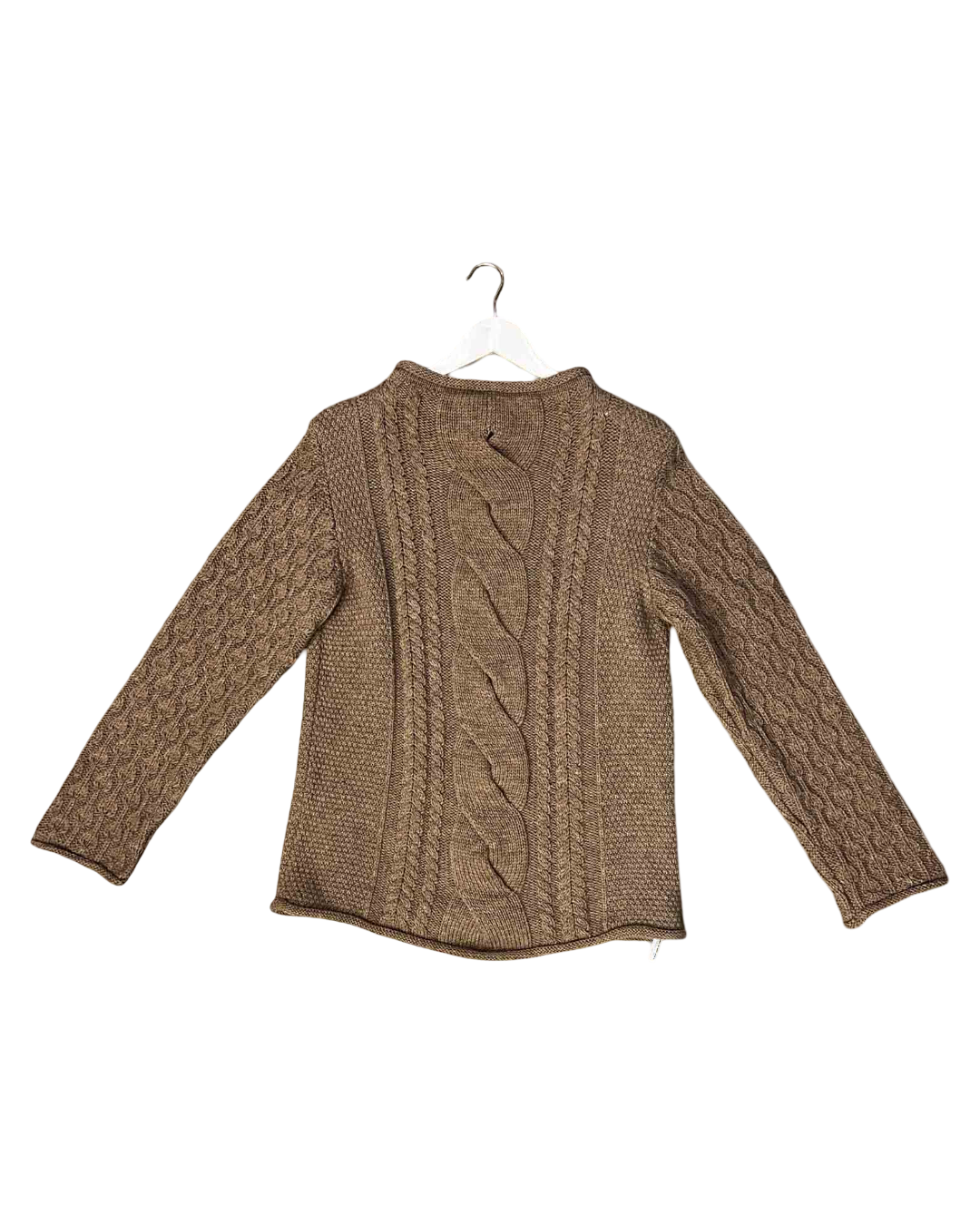 Size M | Celtic & Co. Brown Merino Wool Cable Knit Jumper NWT