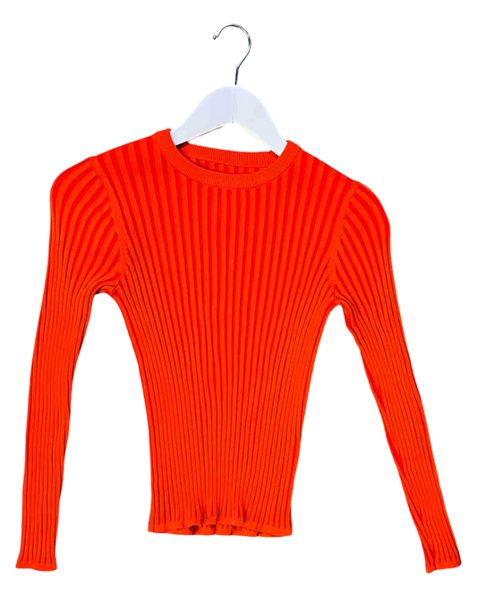 Size S |  Kloke Orange Ribbed Long-Sleeve Top