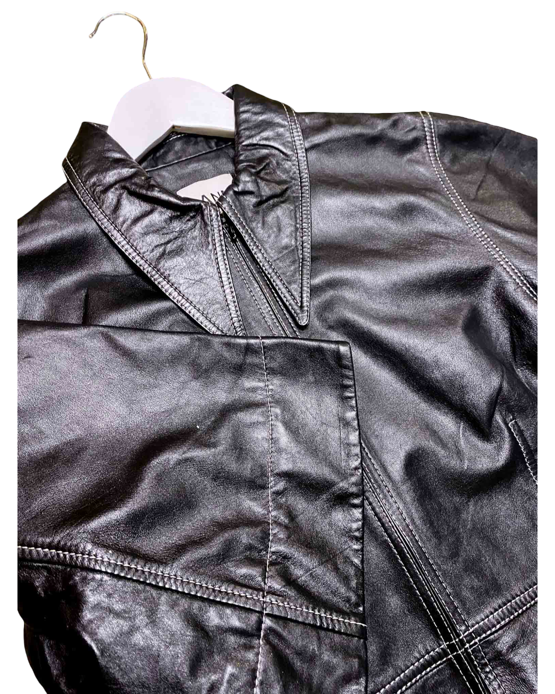 Size M | GANNI Black Leather Mini Dress