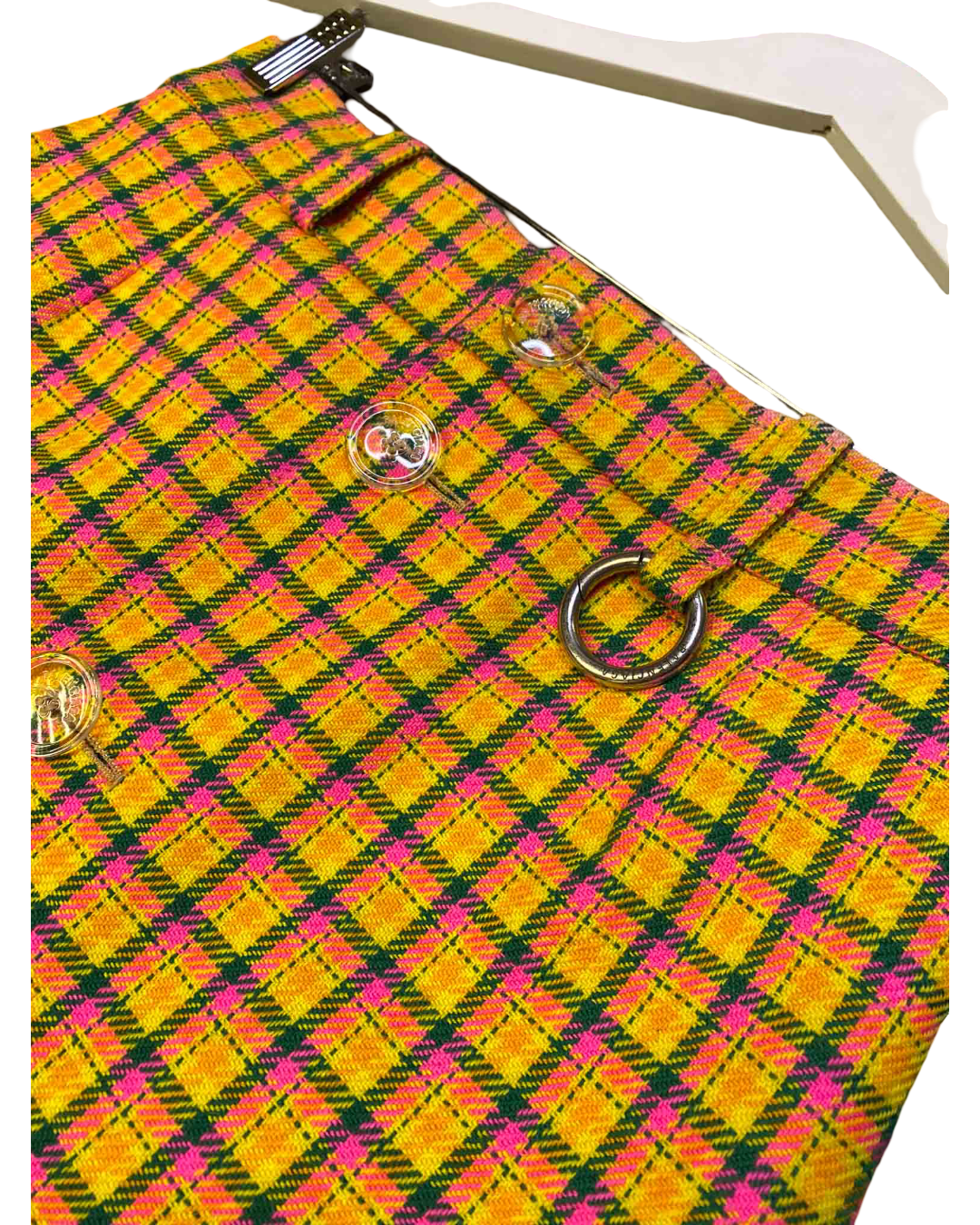 Size S | Balenciaga Yellow Plaid Wool Pencil Skirt