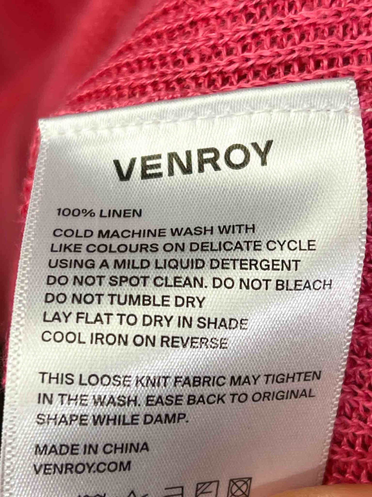 Size M | Venroy Hot Pink Linen Knit Polo Top