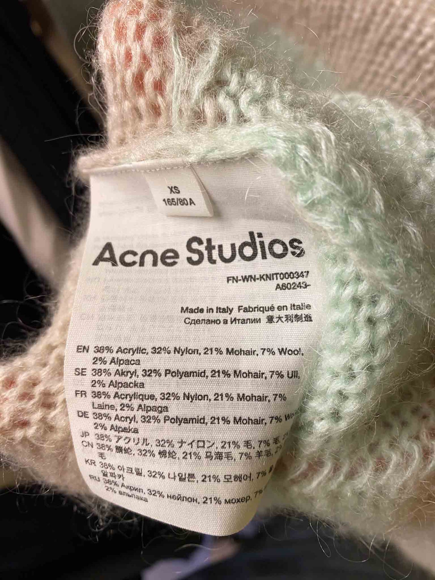 Size XS | Acne Studios Mohair Blend Block Stripe Jumper