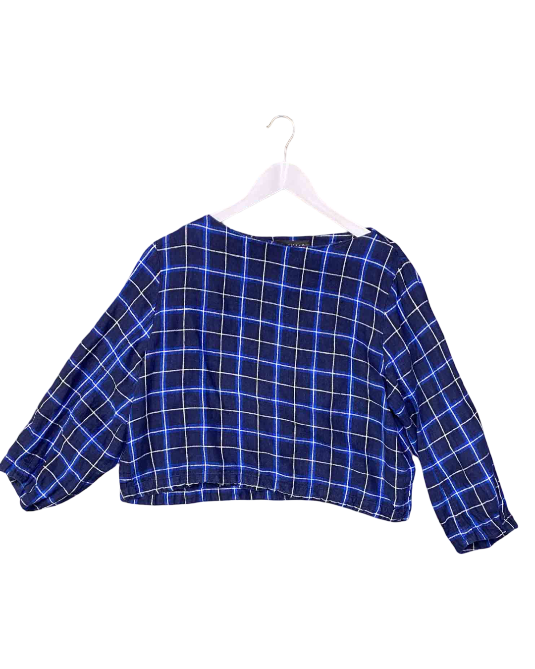 Size L | Alpha60 Navy Check Linen Top