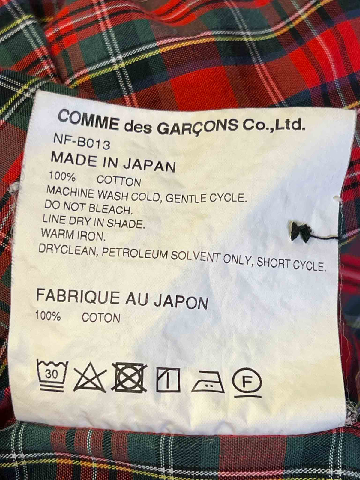 Size M | CDG Girl Red Cotton Poplin Plaid Shirt