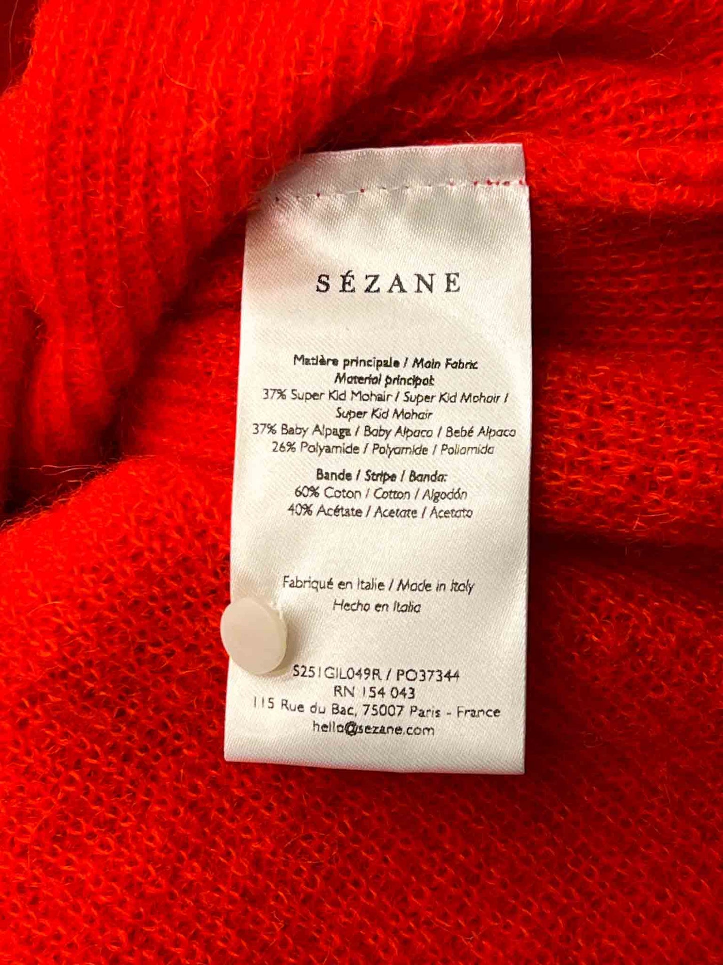 Size M | Sézane Red Mohair Blend Knitted Cardigan