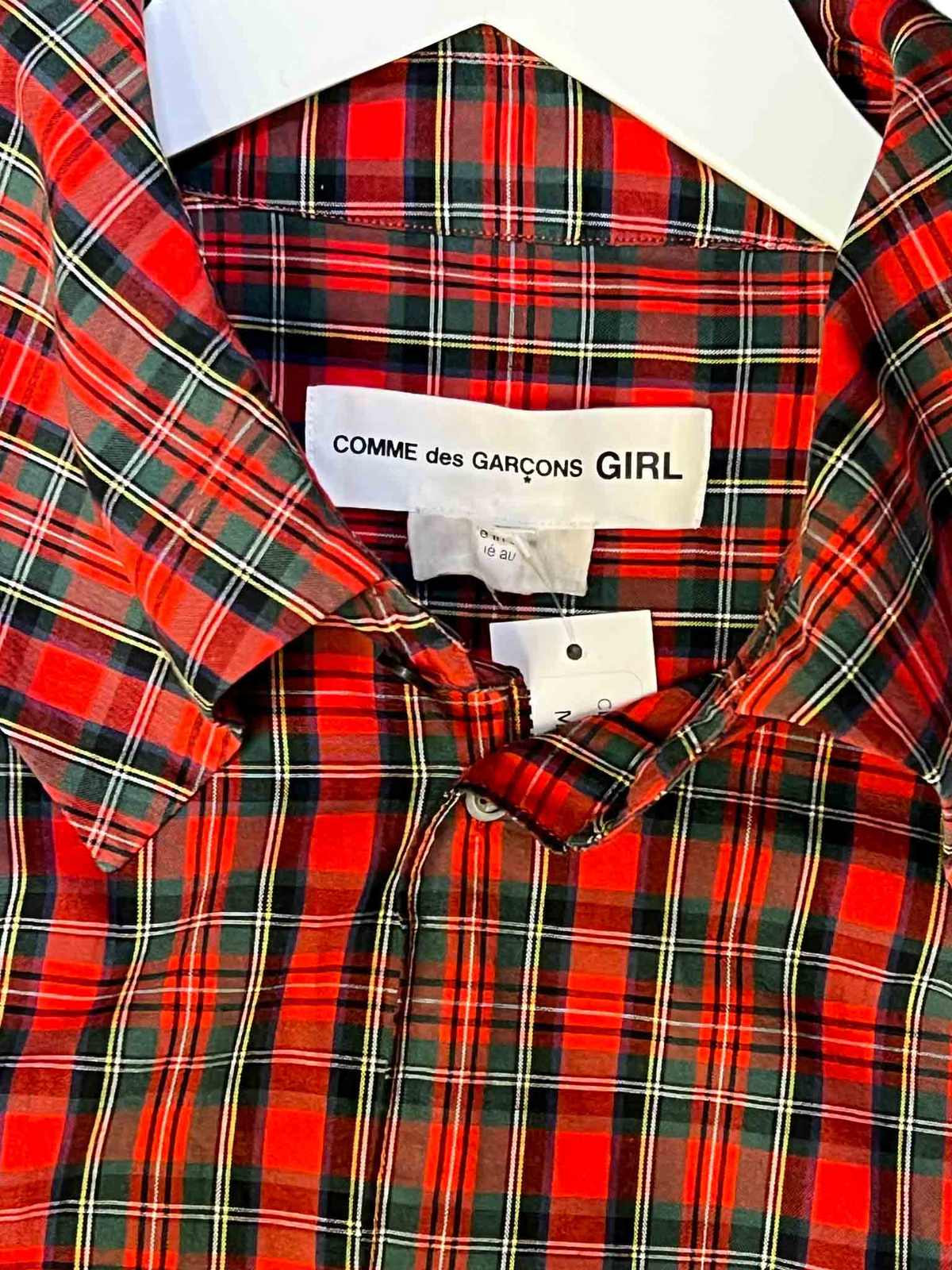 Size M | CDG Girl Red Cotton Poplin Plaid Shirt