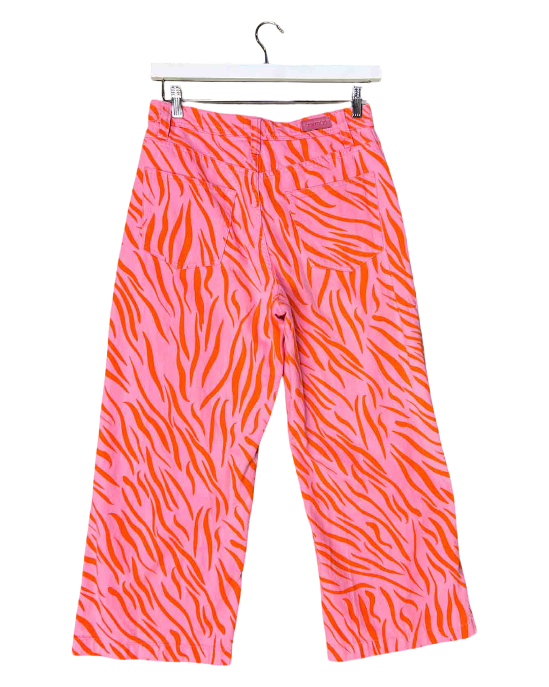 Size 10 (M) | Gorman Pink Recycled Cotton Zebra Wide-Leg Pants