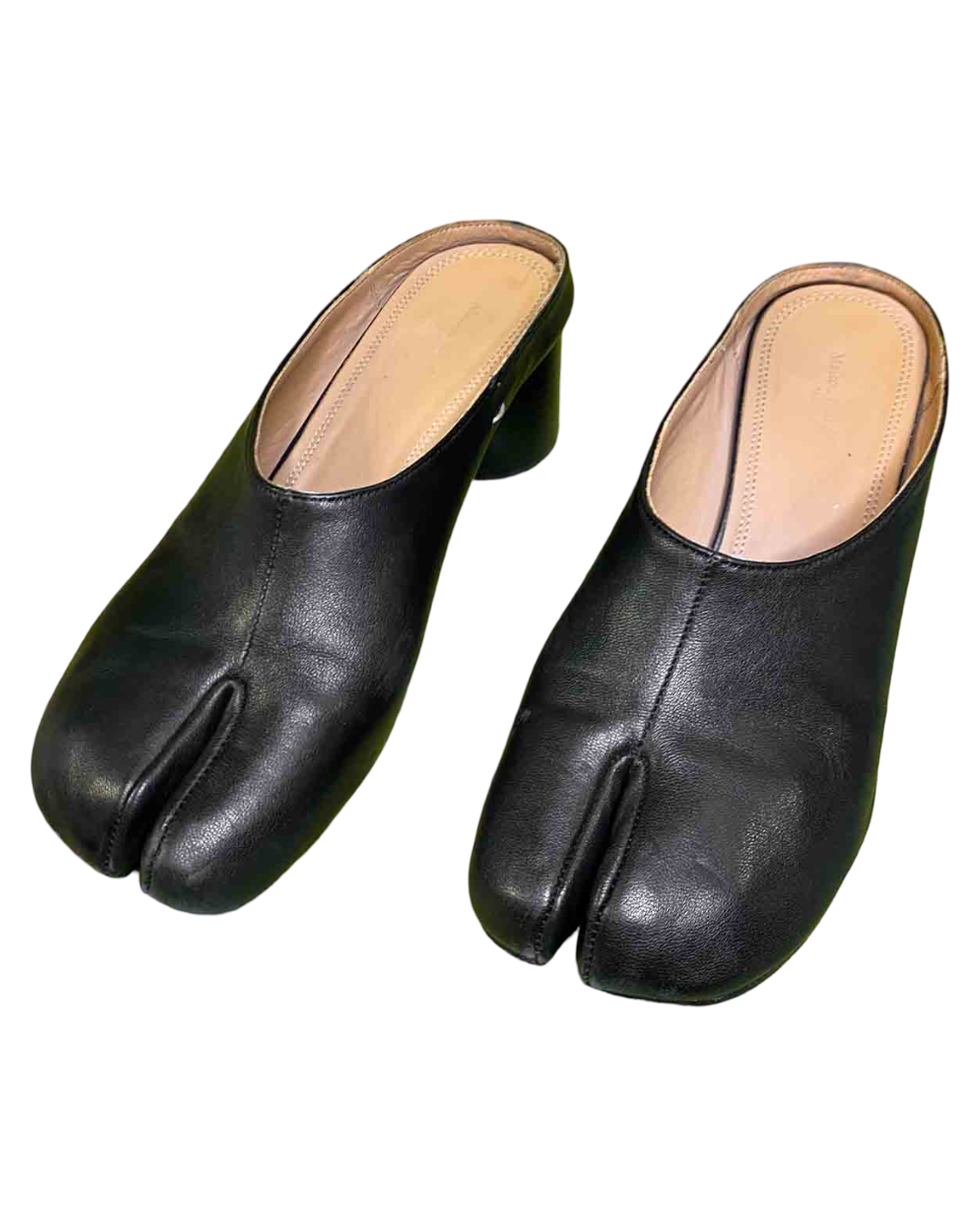 Size 40 Maison Margiela Black Leather Tabi Mules