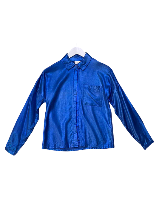 Size XS | Elk Metallic Blue Button Up Shirt