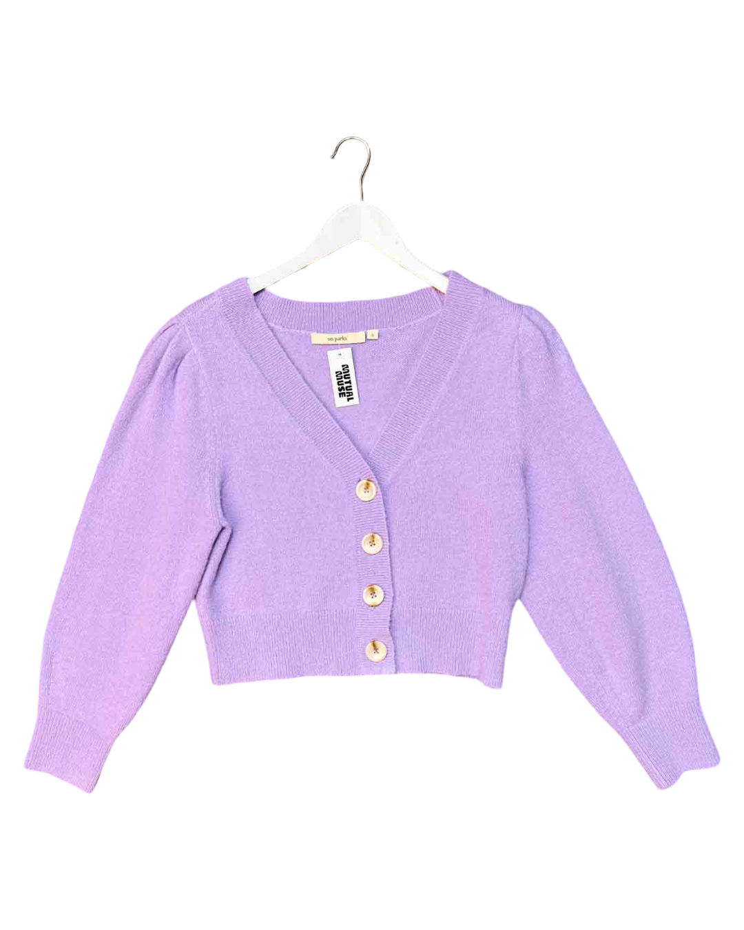 Size 8 (S) | On Parks Purple Cropped Knit Cardigan