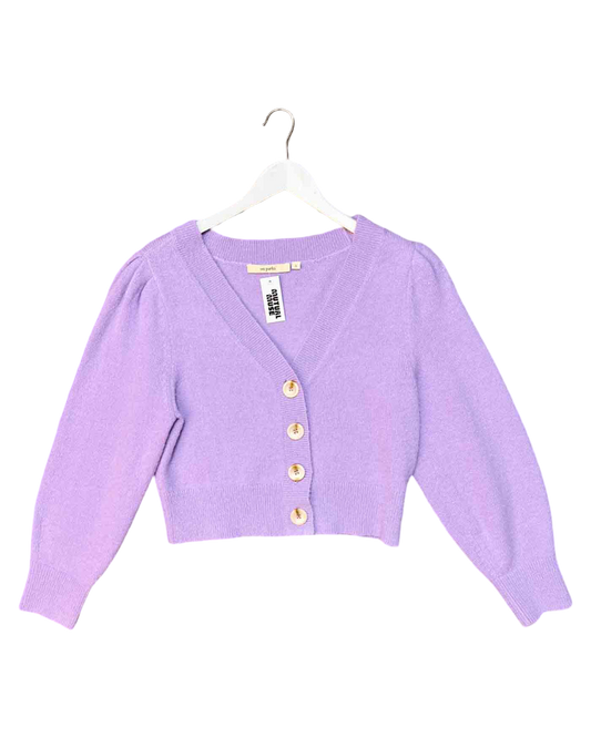 Size 8 (S) | On Parks Purple Cropped Knit Cardigan