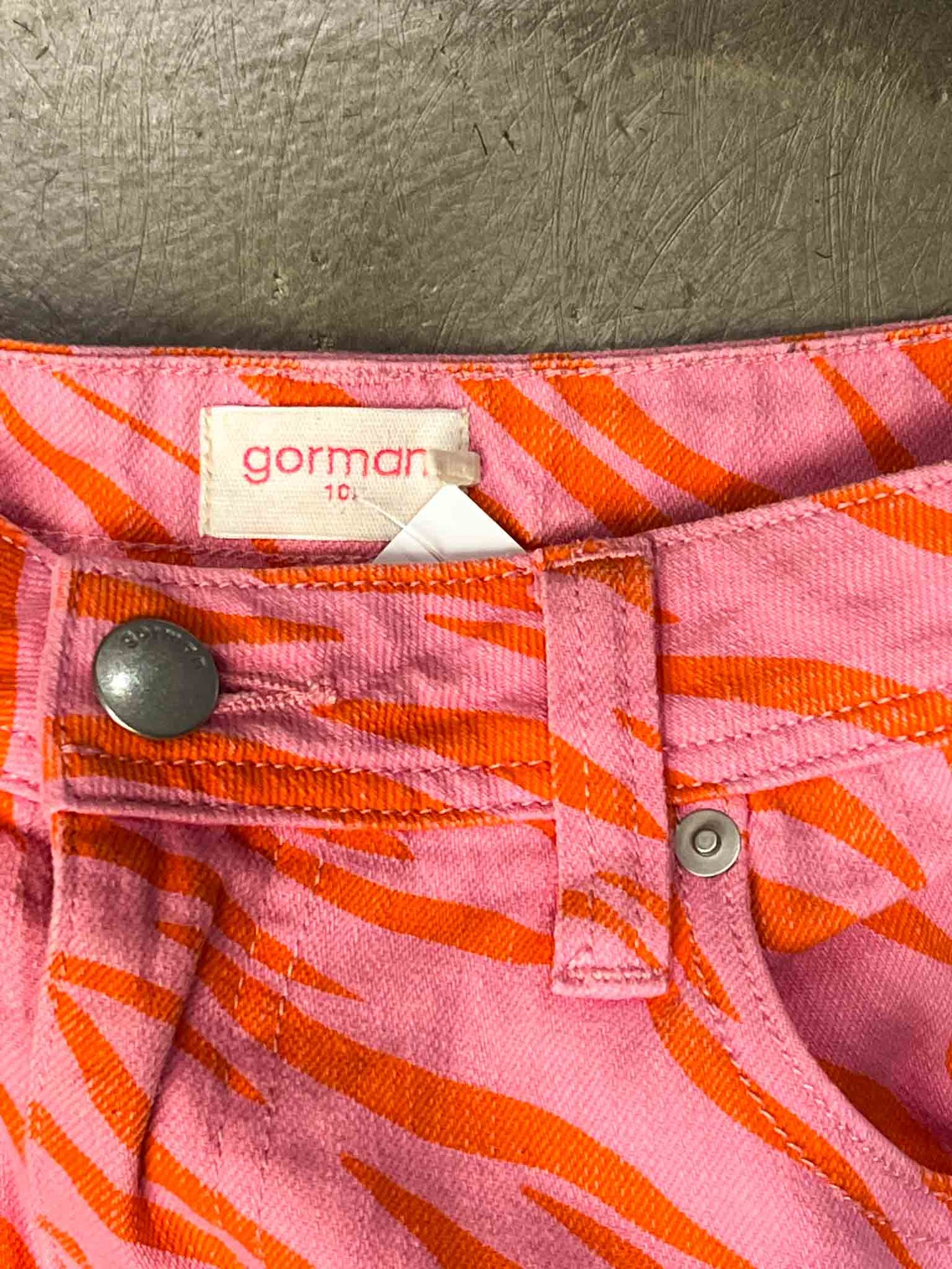 Size 10 (M) | Gorman Pink Recycled Cotton Zebra Wide-Leg Pants