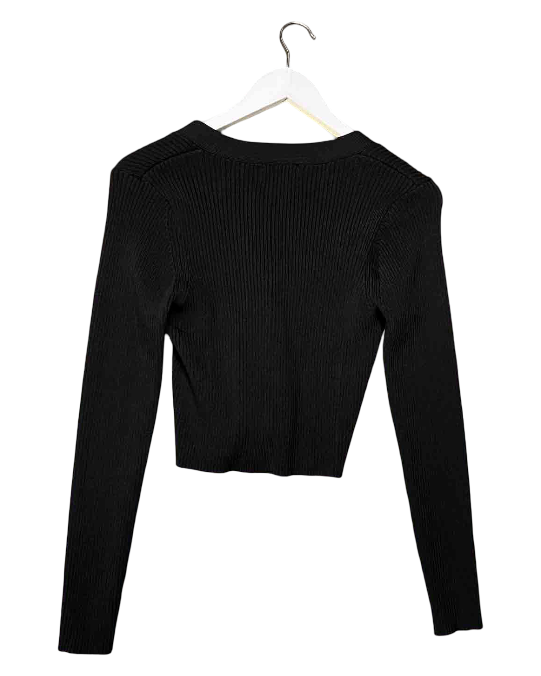 Size M | Ganni Black Knitted Cropped Cardigan
