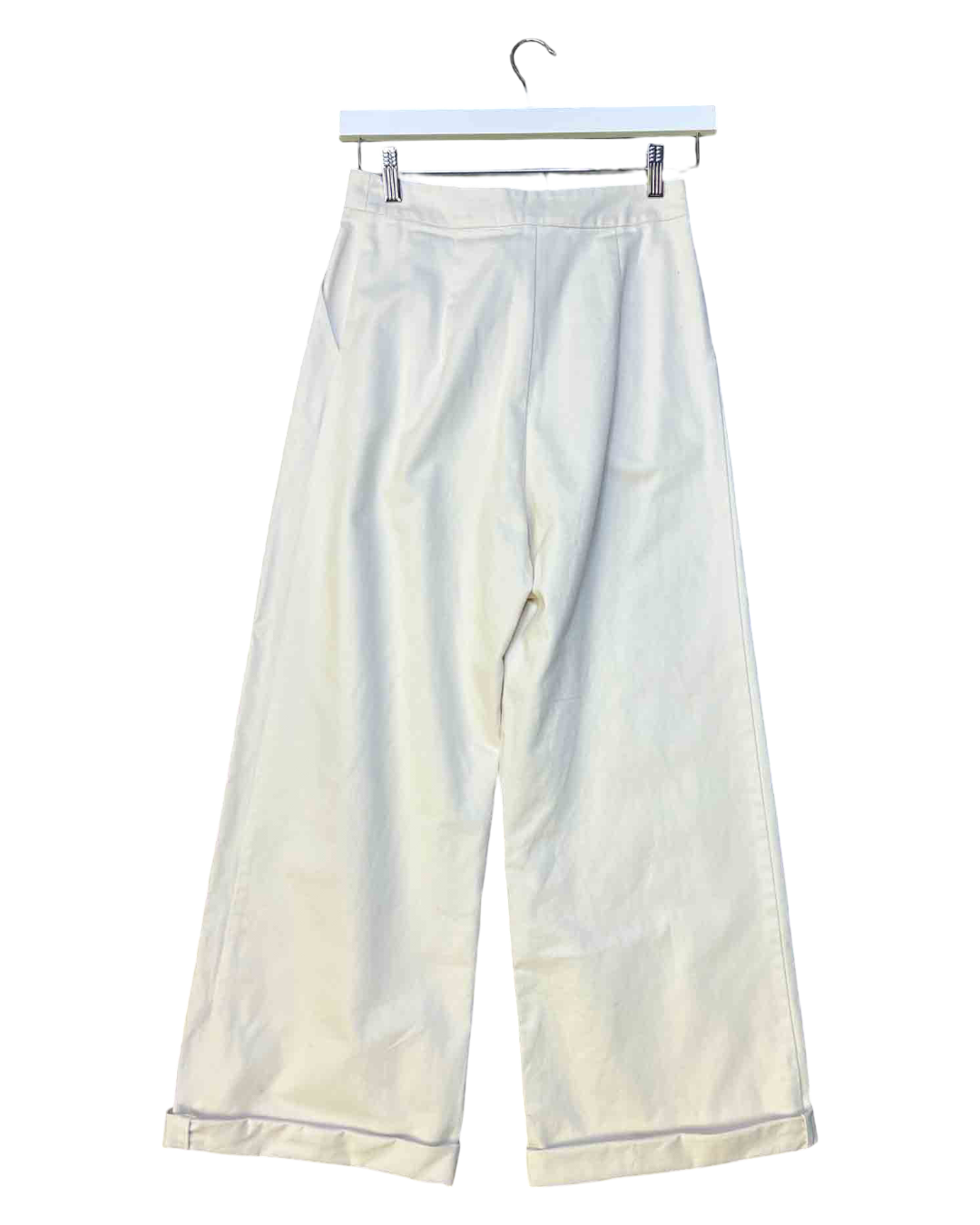 Size S | My General Store Cream Cotton Wide-Leg Pants