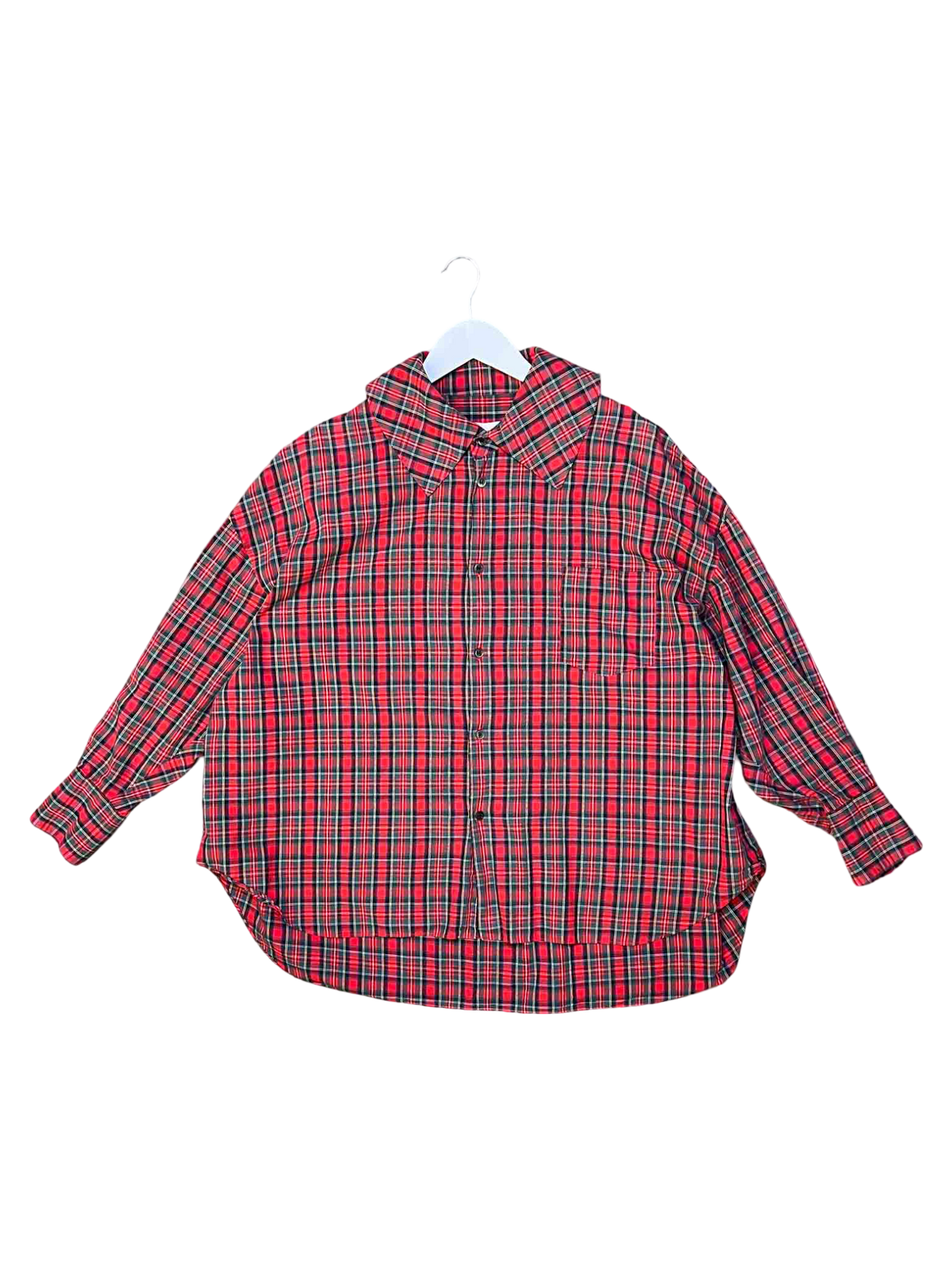 Size M | CDG Girl Red Cotton Poplin Plaid Shirt