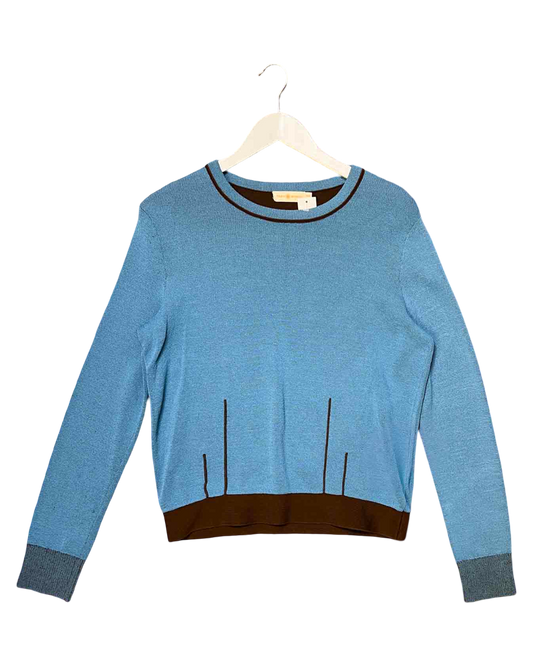 Size M | Tory Burch Blue Crewneck Knit Jumper