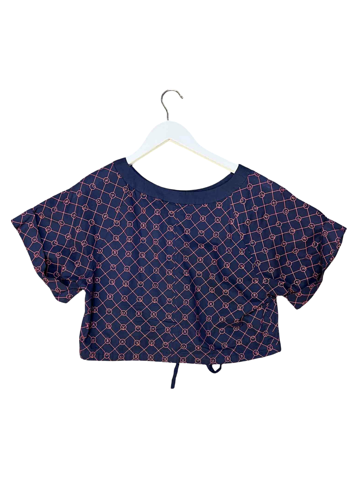 Size S | Alpha60 Navy/Red Cotton Faces Boxy Top