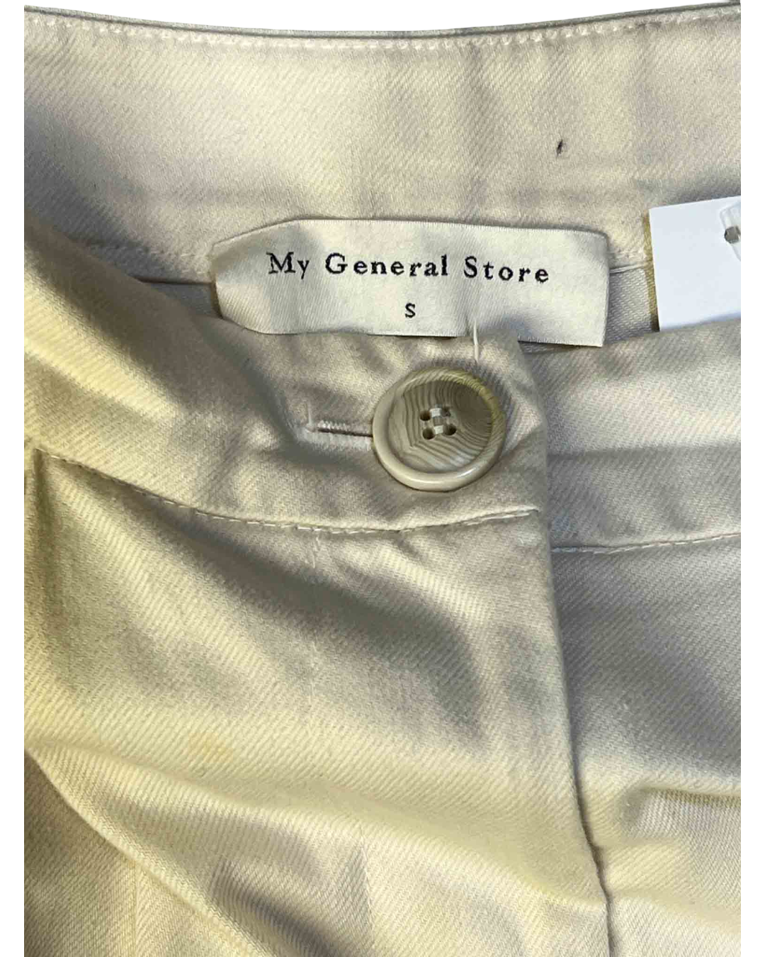 Size S | My General Store Cream Cotton Wide-Leg Pants