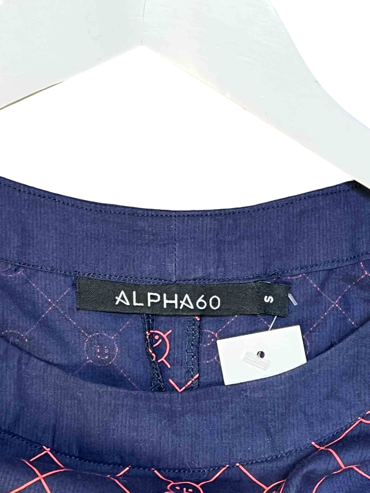 Size S | Alpha60 Navy/Red Cotton Faces Boxy Top