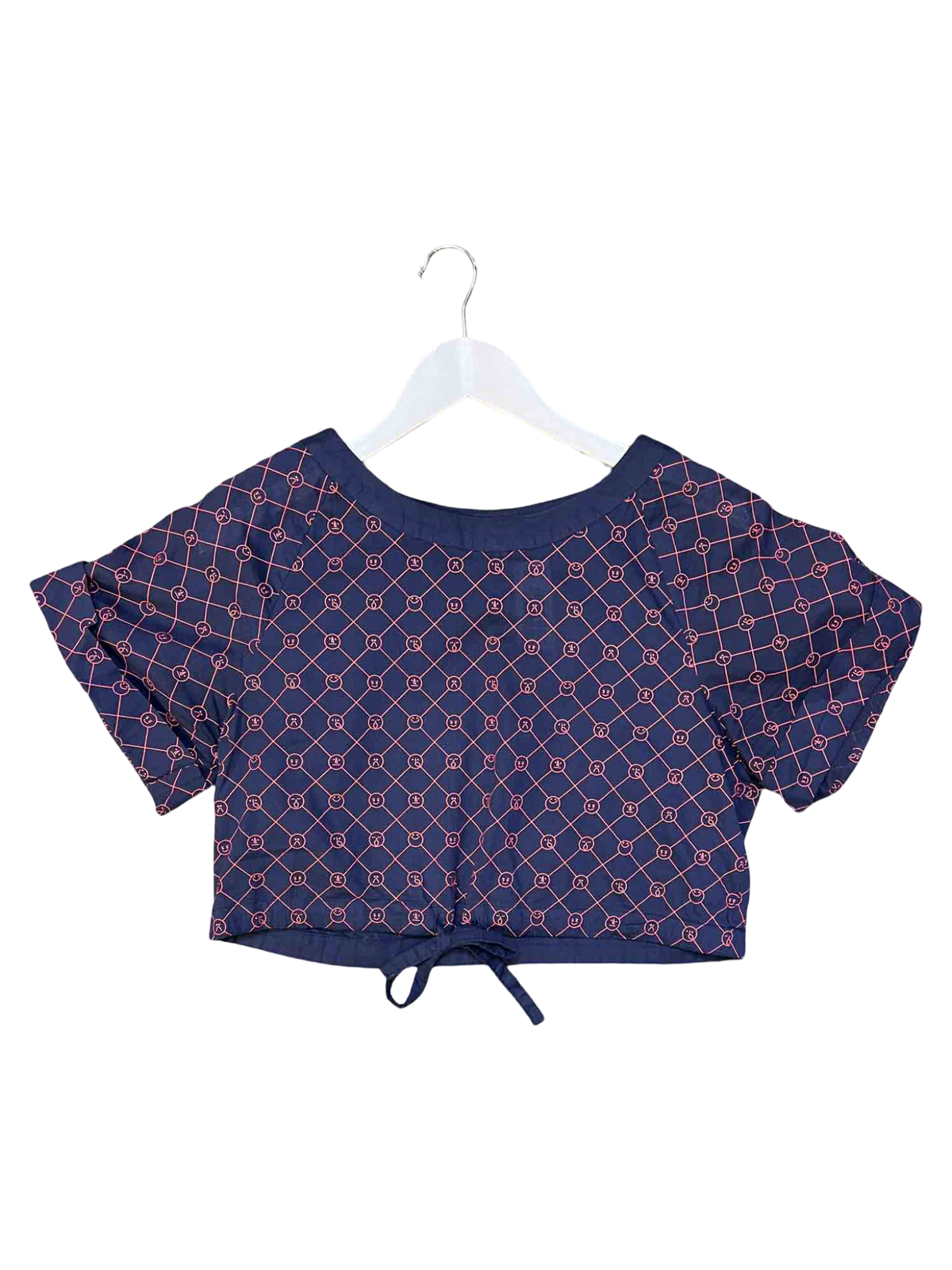Size S | Alpha60 Navy/Red Cotton Faces Boxy Top