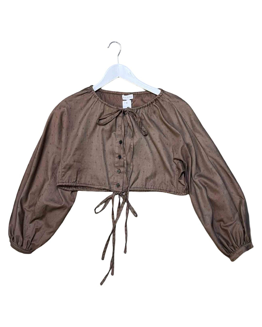 Size S | Kalaurie Brown Cotton Cropped Shirt