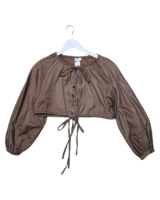 Size S | Kalaurie Brown Cotton Cropped Shirt