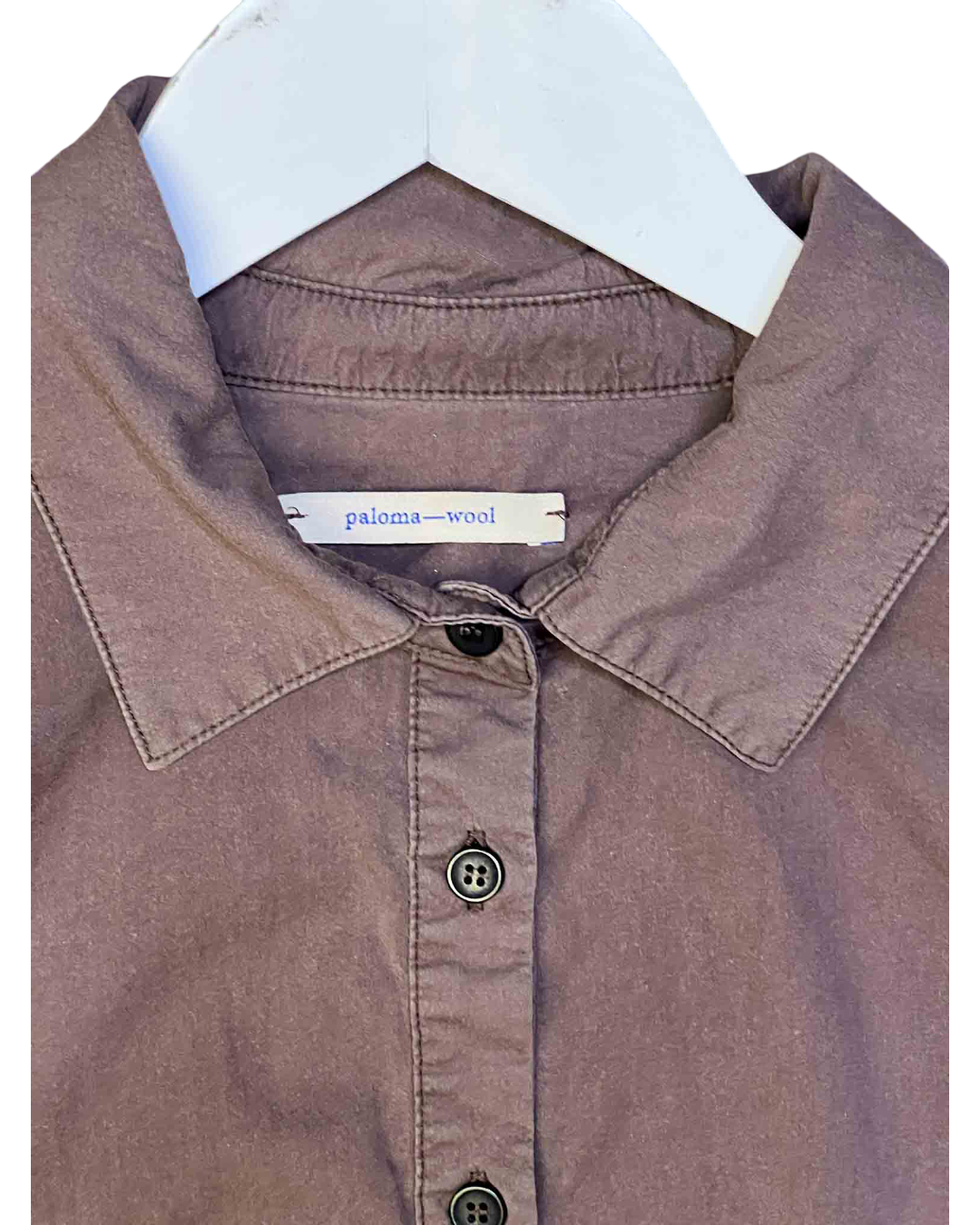 Size M | Paloma Wool Organic Cotton Brown Button-Up Top