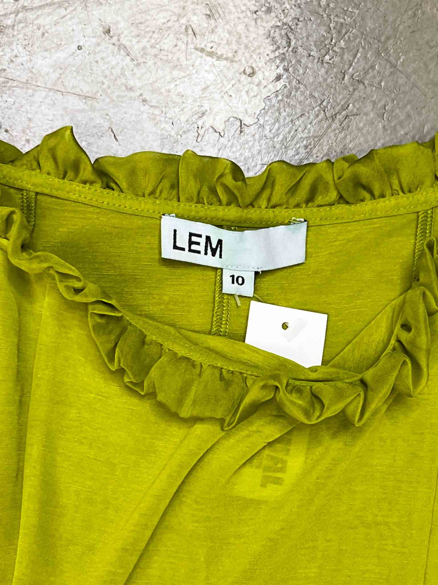 Size 10 (M) | LEM Chartreuse Sleeveless Ruffle Top
