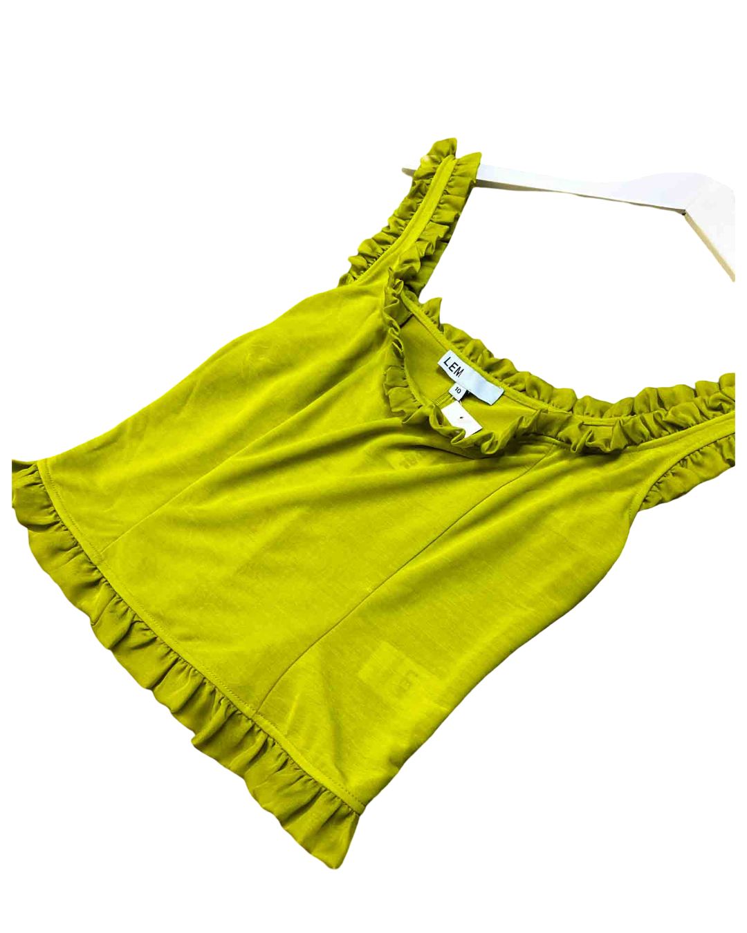 Size 10 (M) | LEM Chartreuse Sleeveless Ruffle Top
