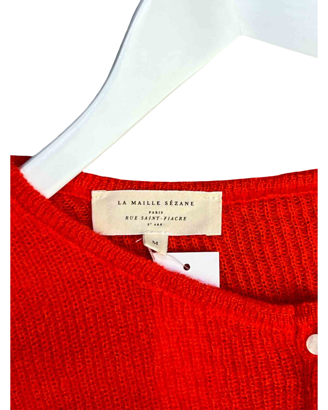 Size M | Sézane Red Mohair Blend Knitted Cardigan