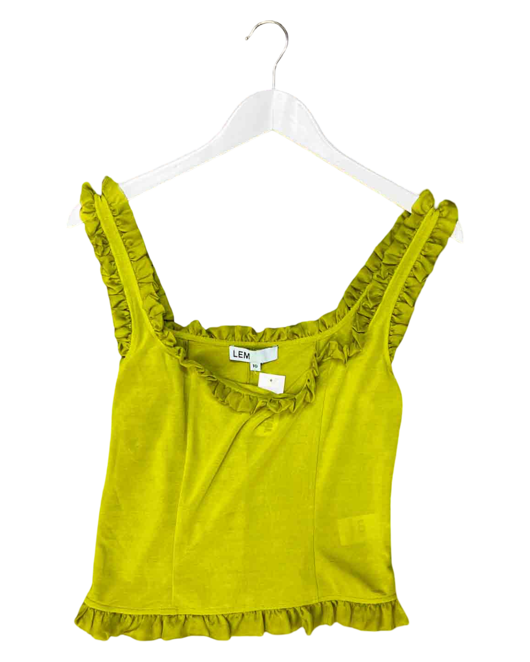 Size 10 (M) | LEM Chartreuse Sleeveless Ruffle Top