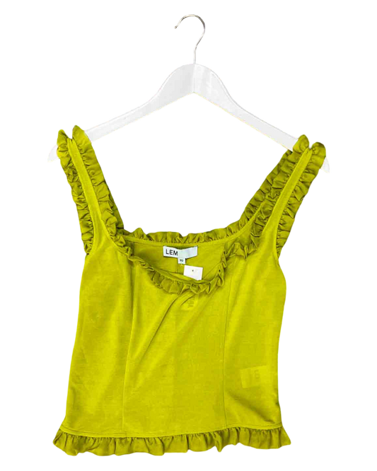 Size 10 (M) | LEM Chartreuse Sleeveless Ruffle Top