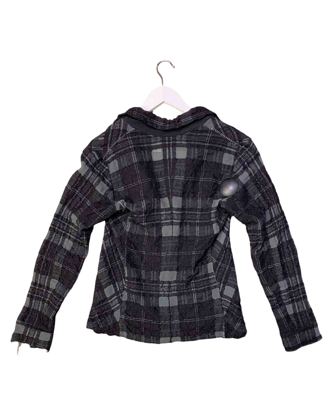 Size M | Transit Par Such Black Plaid Wool and Mesh Blazer