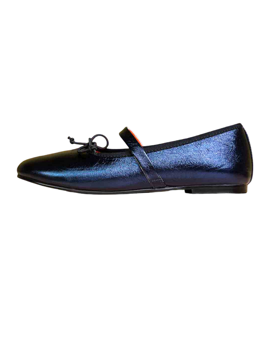 Size 36 | Radical Yes Navy Metallic Leather Blessed Ballet Flat
