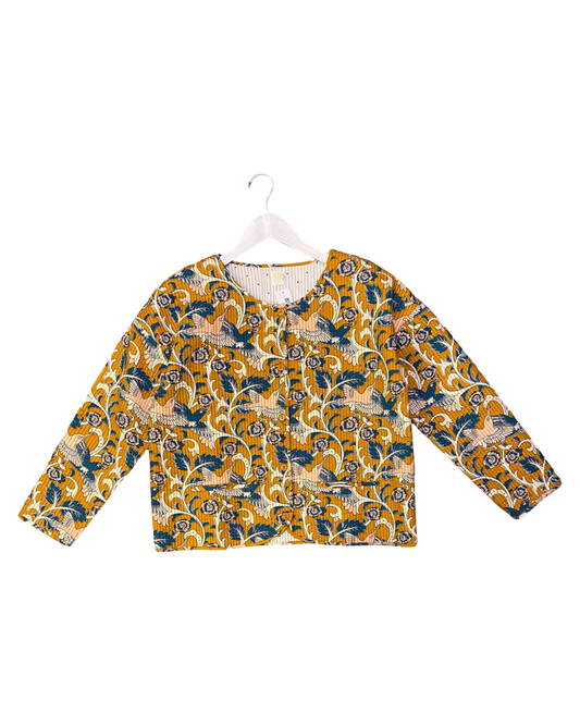 Size L | Des Petite Haus Tan Tarou Bird Quilted Jacket