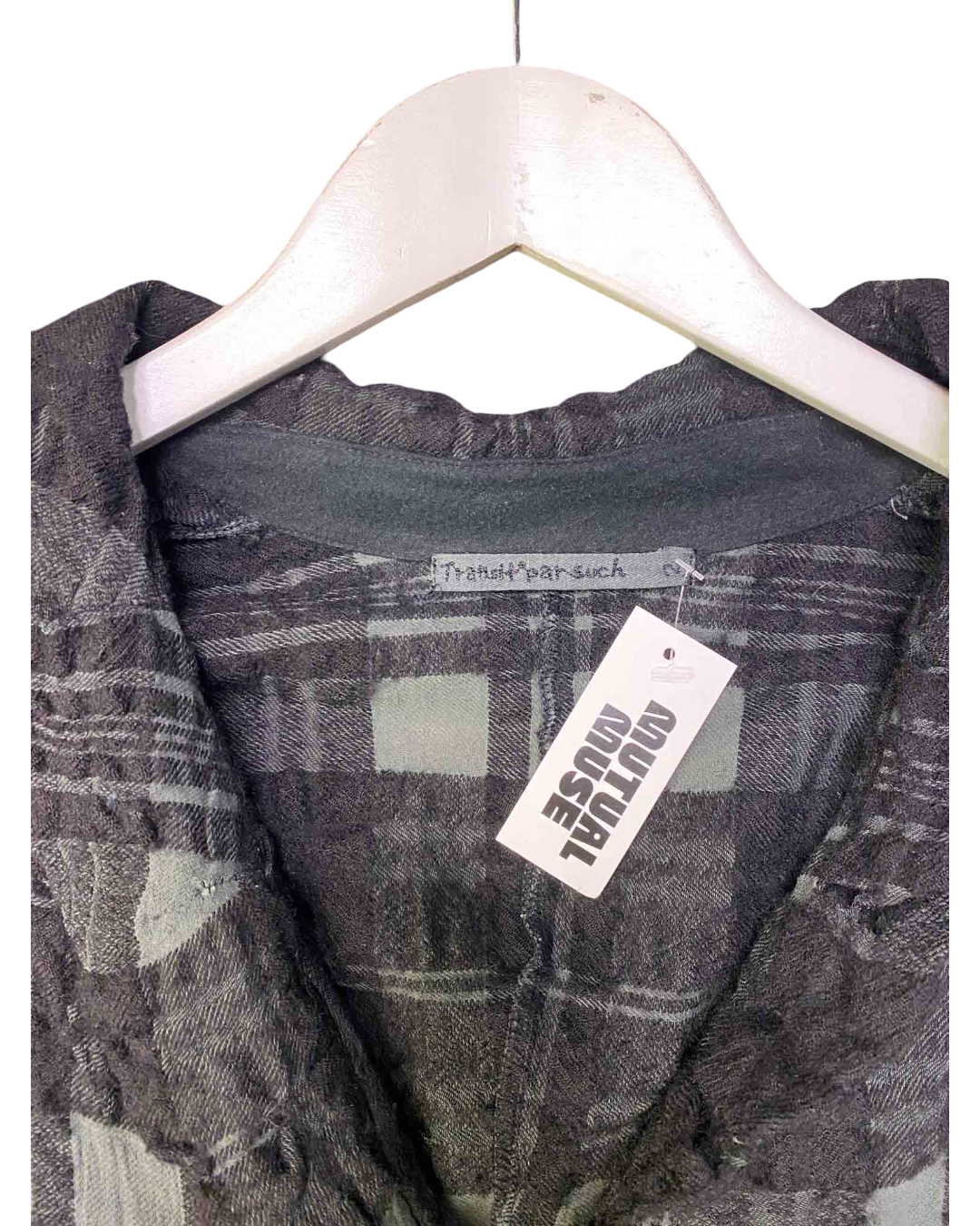 Size M | Transit Par Such Black Plaid Wool and Mesh Blazer