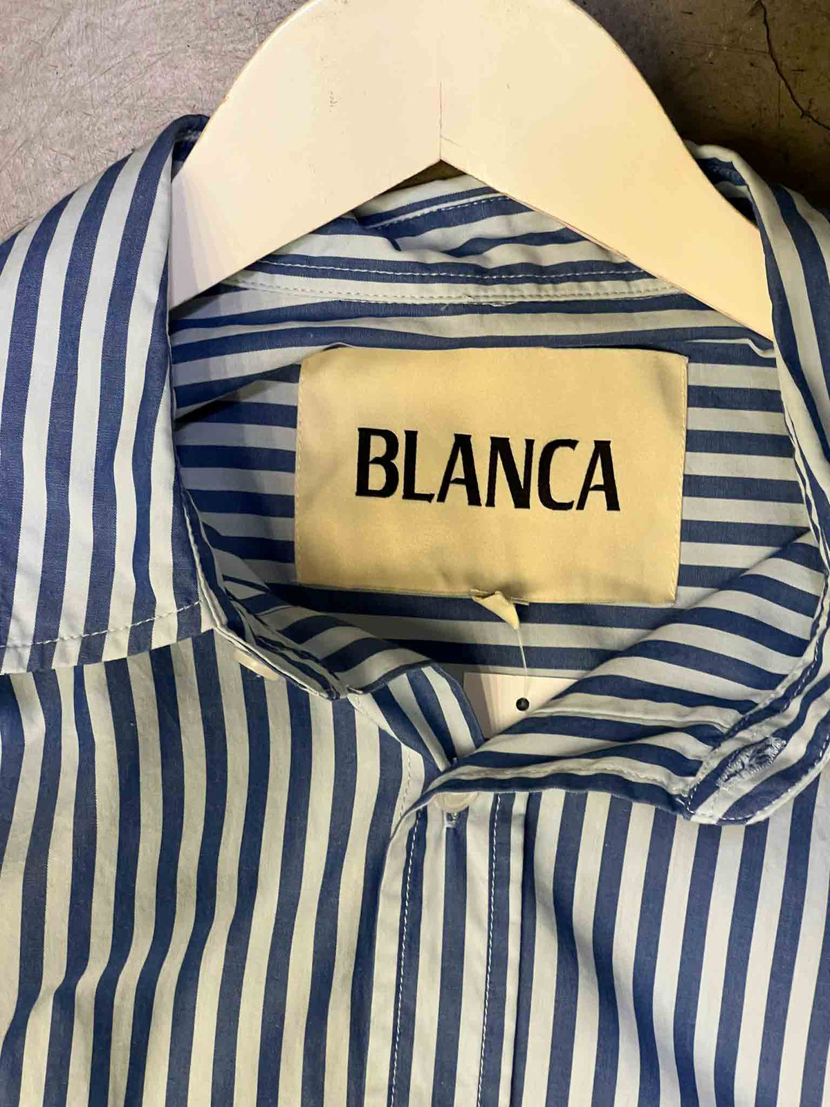 Size M/L | Blanca Blue Striped Poplin Shirt