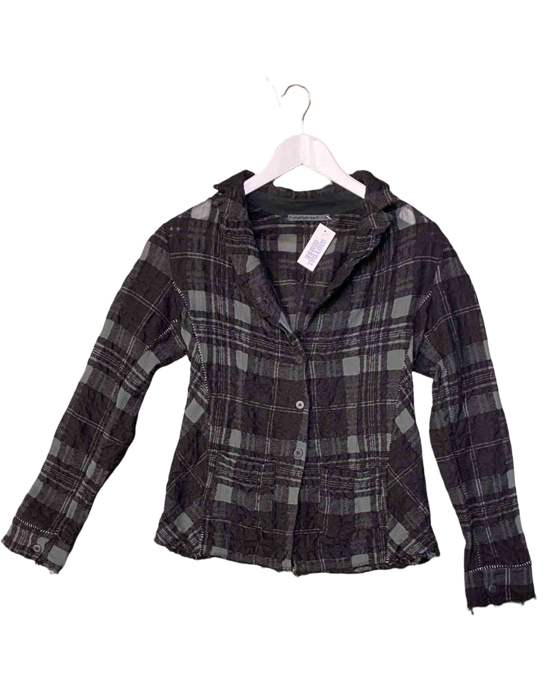 Size M | Transit Par Such Black Plaid Wool and Mesh Blazer