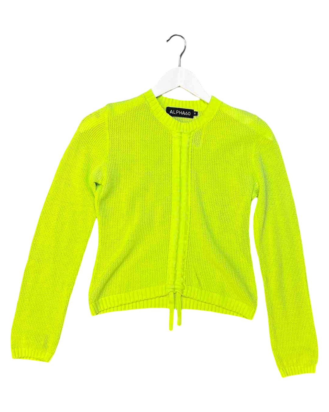 Size M | Alpha60 Lime Green Cotton/Cashmere Ruched Knit Top