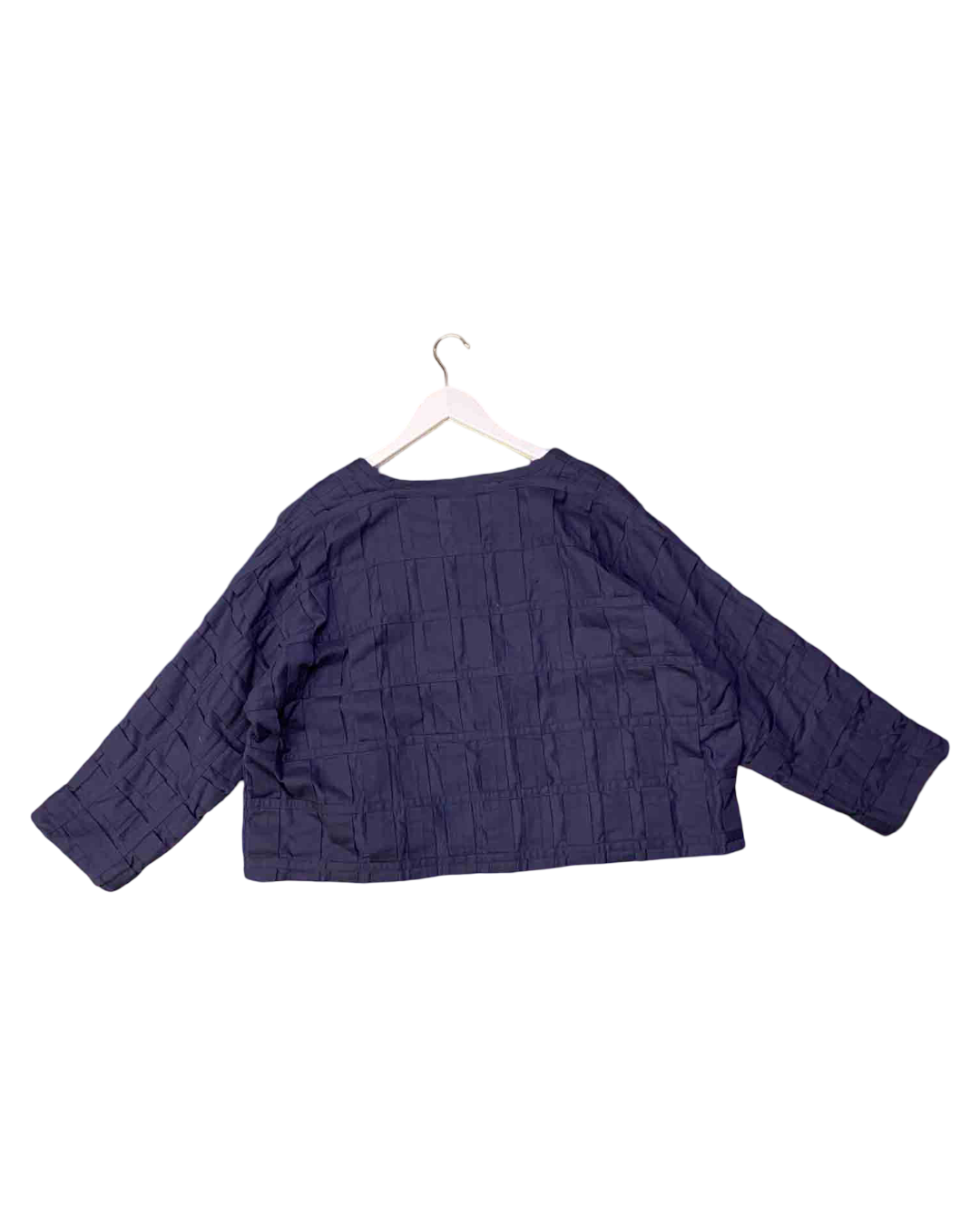 Size M | Alpha60 Navy Grid Shirred Jacket
