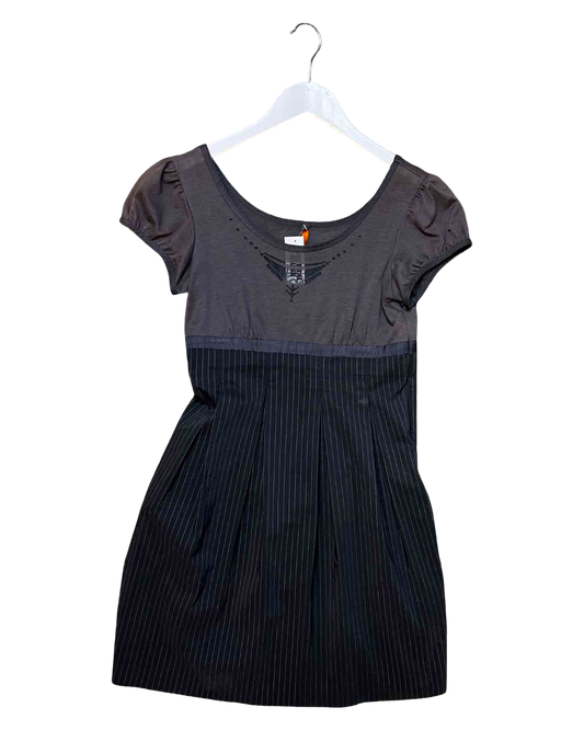 Size S | Cop Copine Grey Pinstripe Babydoll Dress