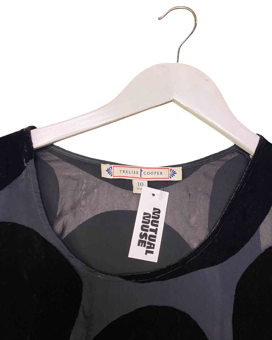 Size M | Trelise Cooper Black Silk and Velvet Polkadot Dress