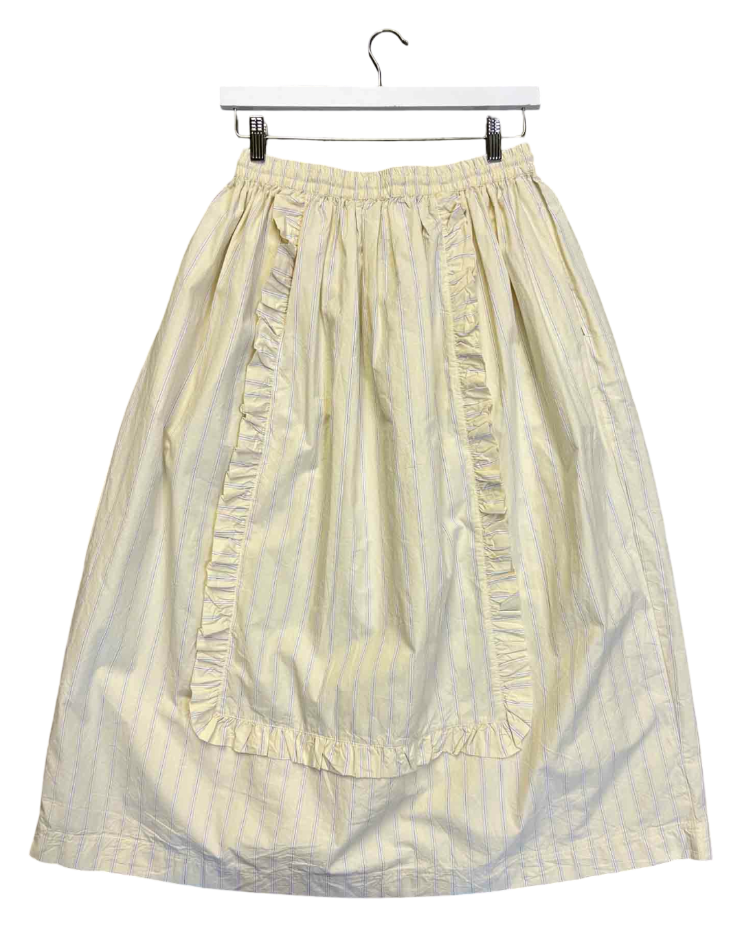 Size 10 (M) | Damson Madder Cotton Pinstripe Midi Skirt
