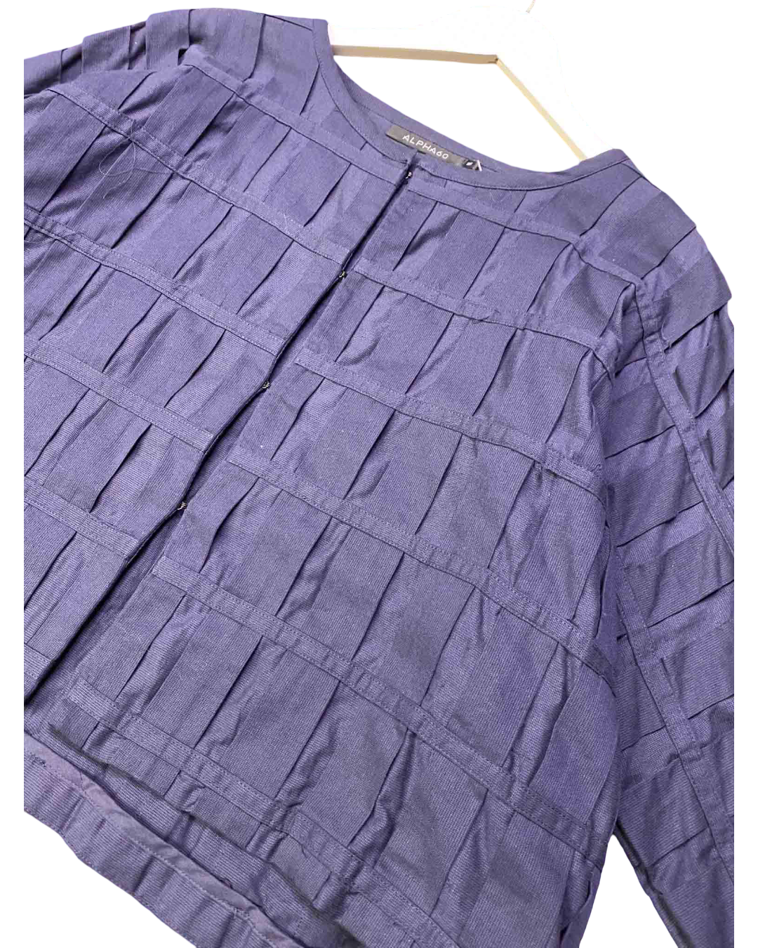 Size M | Alpha60 Navy Grid Shirred Jacket