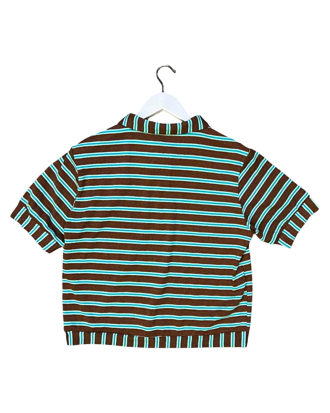 Size L | Leonard St Choc Mint Striped Towelling Polo